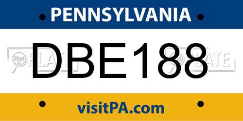 DBE188 Pennsylvania License Plate