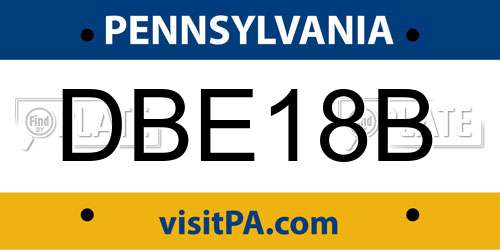 DBE18B Pennsylvania License Plate