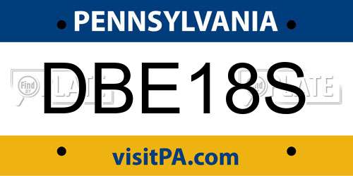 DBE18S Pennsylvania License Plate
