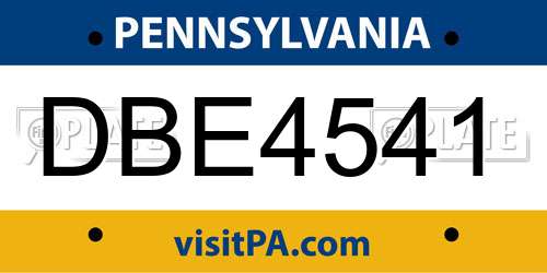 DBE4541 Pennsylvania License Plate