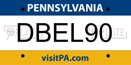 DBEL90 Pennsylvania License Plate