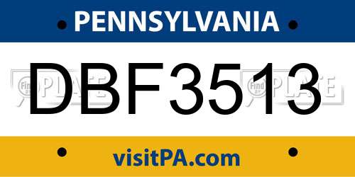 DBF3513 Pennsylvania License Plate