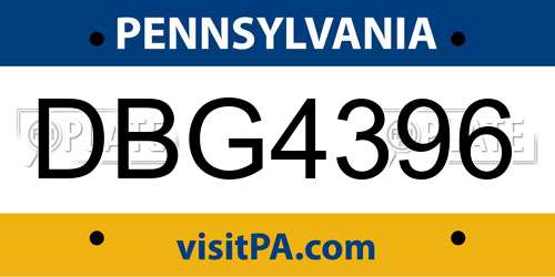 DBG4396 Pennsylvania License Plate