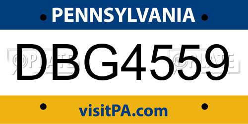 DBG4559 Pennsylvania License Plate