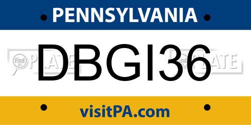DBGI36 Pennsylvania License Plate