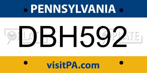 DBH592 Pennsylvania License Plate