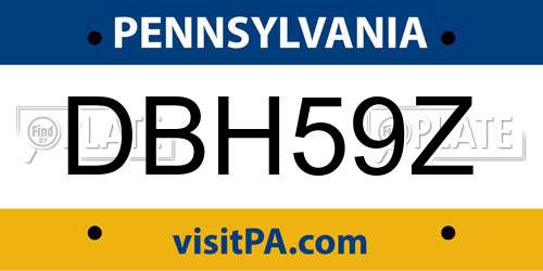 DBH59Z Pennsylvania License Plate