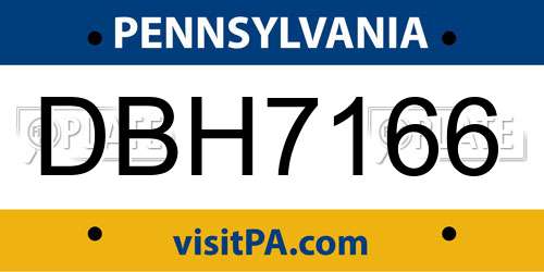 DBH7166 Pennsylvania License Plate