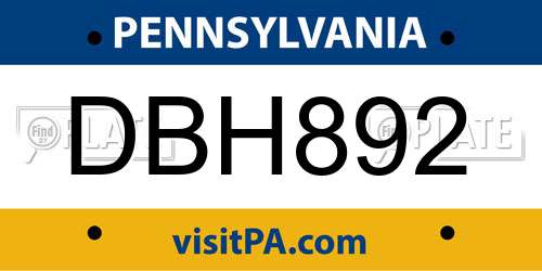 DBH892 Pennsylvania License Plate