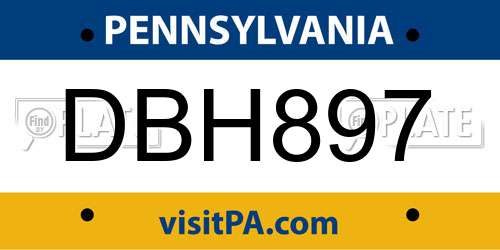 DBH897 Pennsylvania License Plate