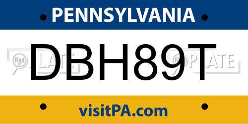 DBH89T Pennsylvania License Plate