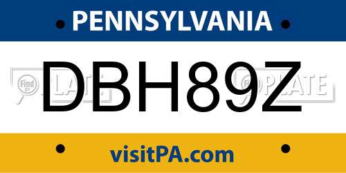 DBH89Z Pennsylvania License Plate