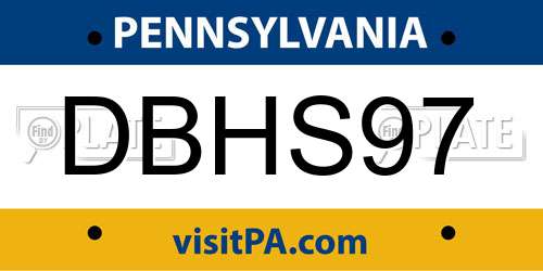 DBHS97 Pennsylvania License Plate