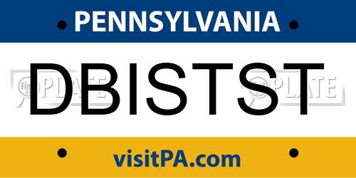 DBISTST Pennsylvania License Plate