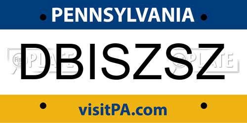 DBISZSZ Pennsylvania License Plate