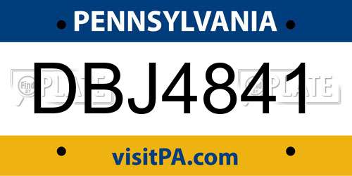 DBJ4841 Pennsylvania License Plate