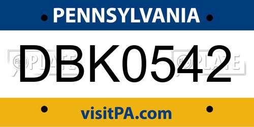 DBK0542 Pennsylvania License Plate