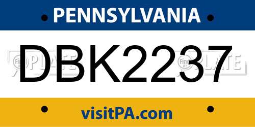 DBK2237 Pennsylvania License Plate