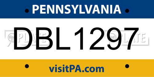 DBL1297 Pennsylvania License Plate