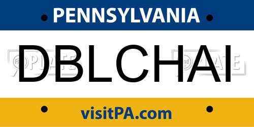 DBLCHAI Pennsylvania License Plate