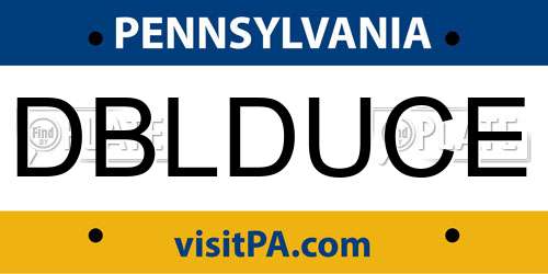 DBLDUCE Pennsylvania License Plate