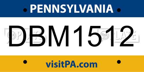 DBM1512 Pennsylvania License Plate