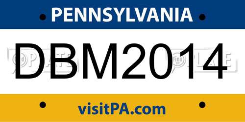 DBM2014 Pennsylvania License Plate