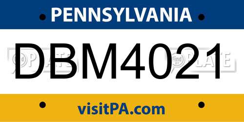 DBM4021 Pennsylvania License Plate