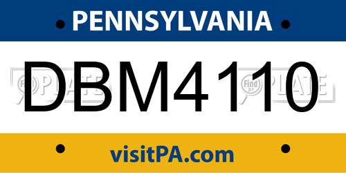 DBM4110 Pennsylvania License Plate