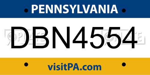 DBN4554 Pennsylvania License Plate