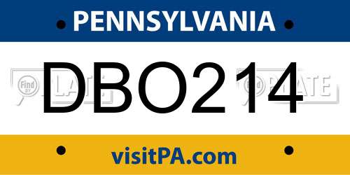 DBO214 Pennsylvania License Plate