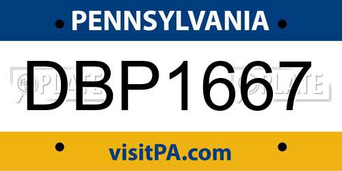 DBP1667 Pennsylvania License Plate