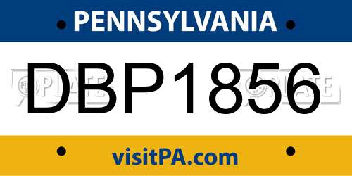DBP1856 Pennsylvania License Plate