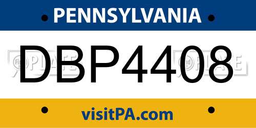 DBP4408 Pennsylvania License Plate