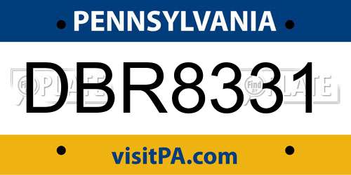 DBR8331 Pennsylvania License Plate