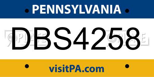 DBS4258 Pennsylvania License Plate