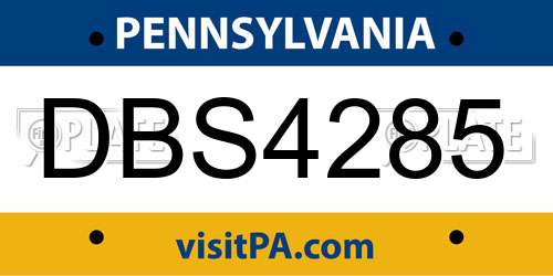 DBS4285 Pennsylvania License Plate