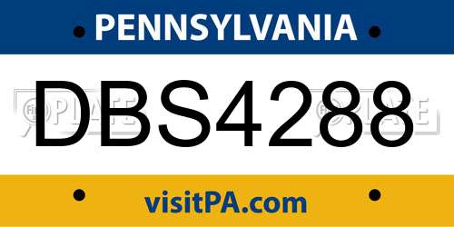 DBS4288 Pennsylvania License Plate