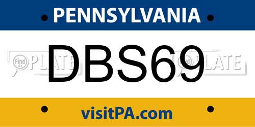 DBS69 Pennsylvania License Plate