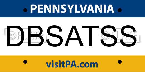 DBSATSS Pennsylvania License Plate