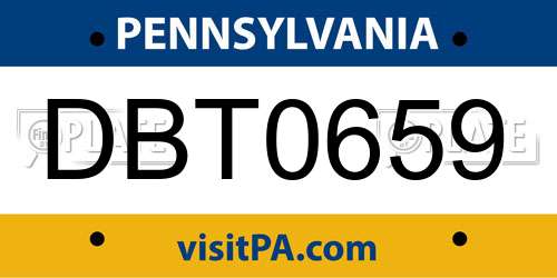 DBT0659 Pennsylvania License Plate