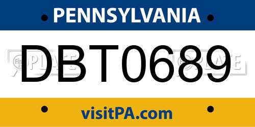 DBT0689 Pennsylvania License Plate