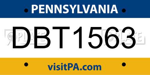 DBT1563 Pennsylvania License Plate