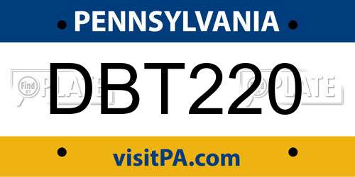 DBT220 Pennsylvania License Plate