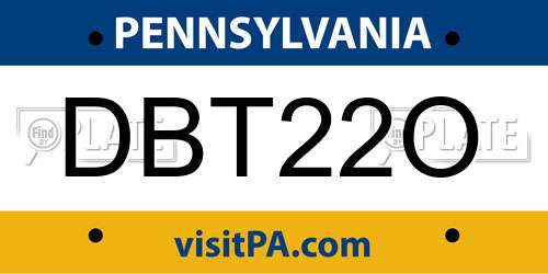 DBT22O Pennsylvania License Plate