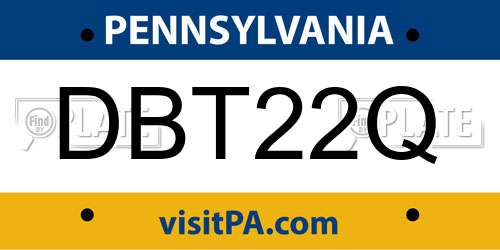 DBT22Q Pennsylvania License Plate