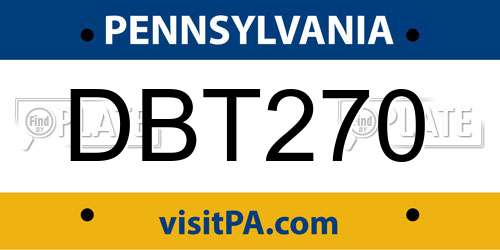 DBT270 Pennsylvania License Plate
