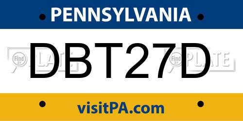DBT27D Pennsylvania License Plate