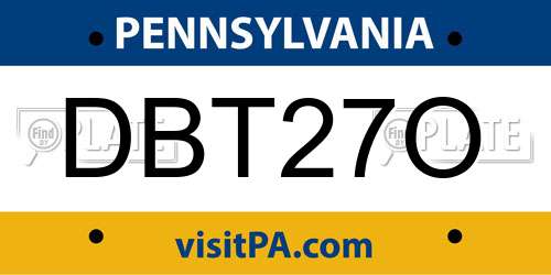 DBT27O Pennsylvania License Plate