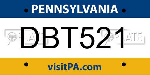 DBT521 Pennsylvania License Plate